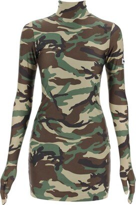 Camouflage Gloved Mini Dress