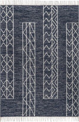 Melley Bohemian Bohemian Banded Tasseld Area Rug - Blue