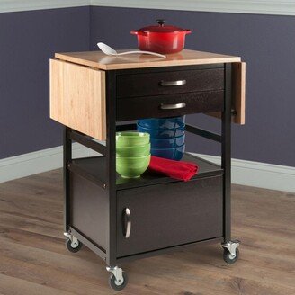 No Modern Drop Leaf Kitchen Cart, Coffee and Natural