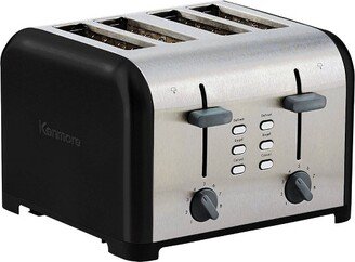 4-Slice Toaster, Dual Controls, Wide Slot - Black Stainless Steel