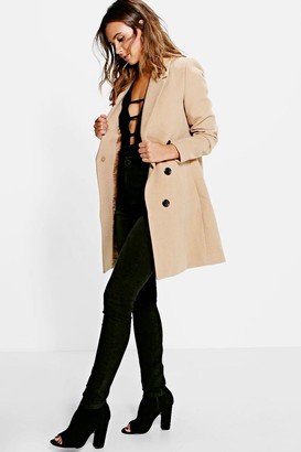 Petite Double Breasted Camel Duster Coat