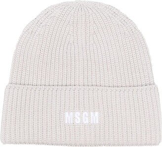 Logo-Embroidered Ribbed-Knit Beanie-AB