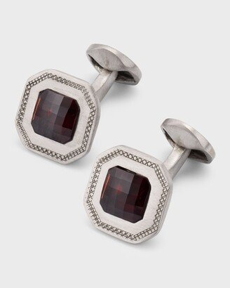 Men's Garnet Checkerboard Cufflinks