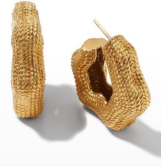 Gold-Plated Twisted Wire Wave Hoop Earrings