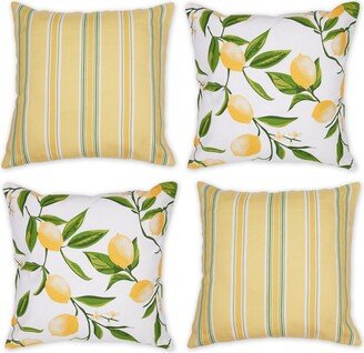 DII Assorted Lemon Bliss Print And Stripe Pillow Cover 18x18 inches