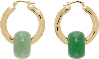 Gold & Green Hoop Earrings