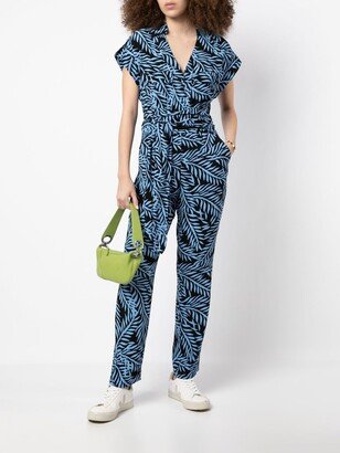 Botanical-Print Belted Jumpsuit