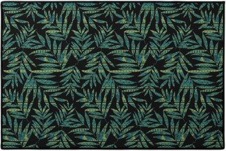 Door Mats: Patterned Palm - Dark Door Mat, Black