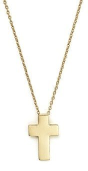 18K Yellow Gold Tiny Treasure Cross Pendant Necklace, 18