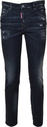 Logo Patch Distressed Skinny Jeans-AC