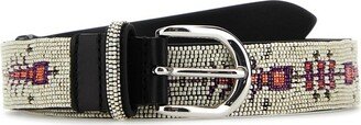 Bead-Embellished Buckle Belt