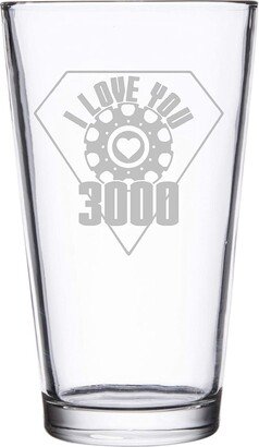 I Love You 3000 Metal Heart Reactor Film Parody - Laser Engraved Pint Glasses For Beer, 16 Oz Stein