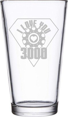 I Love You 3000 Metal Heart Reactor Film Parody - Laser Engraved Pint Glasses For Beer, 16 Oz Stein