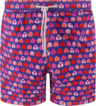 Graphic Printed Drawstring Swim Shorts-AJ