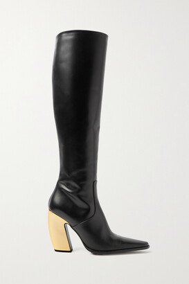 Tex Leather Knee Boots - Black