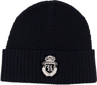 Logo-Patch Ribbed Merino Beanie