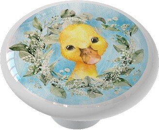 Baby Duckling With Breath Wreath Decorative Round Drawer Knob