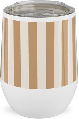 Travel Mugs: Palomino Stripe - Neutral Stainless Steel Travel Tumbler, 12Oz, Yellow