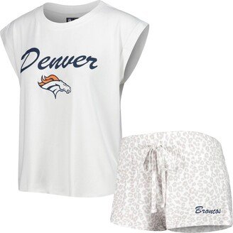 Women's Concepts Sport White, Cream Denver Broncos Montana Knit T-shirt and Shorts Sleep Set - White, Cream