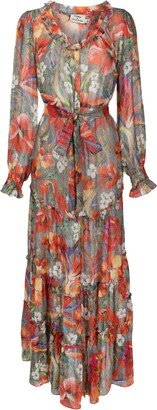 x Cesca Civita floral-print silk dress