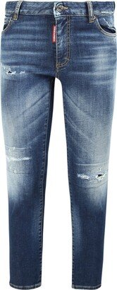 Distressed Mid-Rise Cropped Jeans