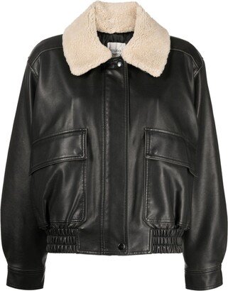 STUDIO TOMBOY Shearling-Collar Faux-Fur Jacket-AA