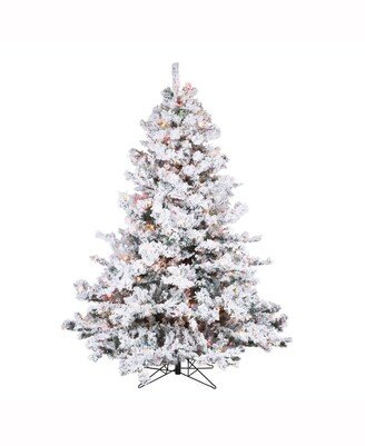 6.5 ft Flocked Alaskan Pine Artificial Christmas Tree With 700 Multi Lights