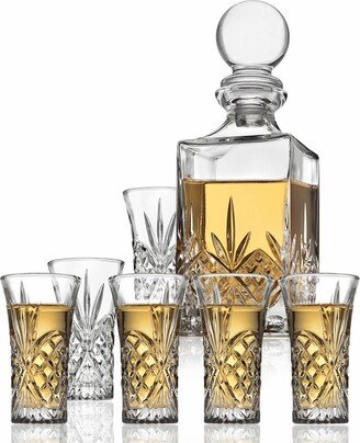 Dublin Crystal 7 Piece Spirits Decanter & Shot Glass Set