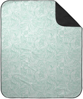 Picnic Blankets: Abstract Wavy Lines - Green Picnic Blanket, Green