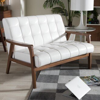 Carson Carrington Karkkila Mid-century White Faux Leather Loveseat