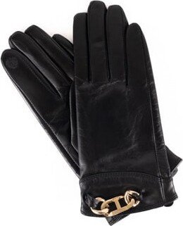 Leather Gloves With Oval T