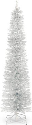 National Tree Company 7ft National Christmas Tree Company Silver Tinsel Slim Artificial Christmas Tree