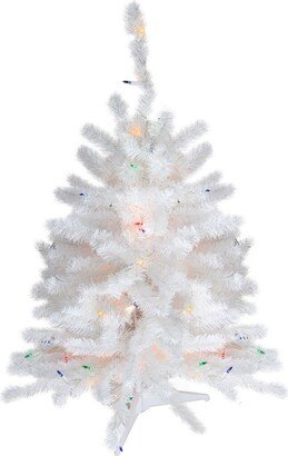 Northlight 18 Pre-Lit Snow White Artificial Christmas Tree - Multi-Color Lights