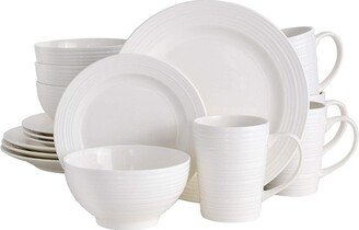 Home Amelia Court Microwave and Dishwasher Safe Timeless 16 Piece Dinnerware Set with White Porcelain and Embossed Pattern