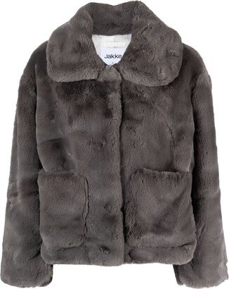 Jakke Faux-Fur Long-Collar Jacket