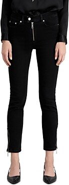 Mid Rise Black Denim Slim Fit Jeans in Washed Black