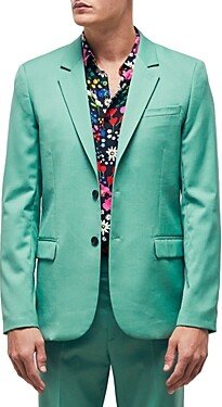 Slim Fit Green Wool Suit Jacket