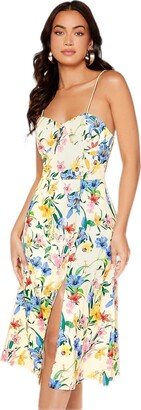 MUSUMI Women's Dress Floral Print Split Thigh Cami Dress Beahala (Color : Multicolor