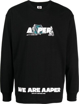 logo-print long-sleeve T-shirt-AA