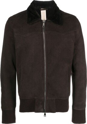 Zip-Up Sheepskin Bomber Jacket