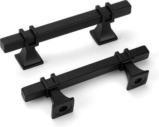 3 5 Cabinet Handles Matte Black Pulls Drawer Handware For Kitchen, Goldenwarm Rustic Square