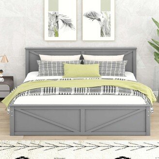 BEYONDHOME Wooden Platform Bed with Four Storage Drawers and Support Legs