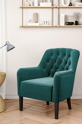 Living and Home Vintage Velvet Upholstered Wing back Armchair