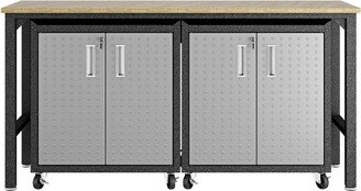 Fortress 3pc Mobile Space Saving Garage Cabinet and Worktable Set 1.0