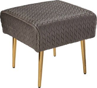 Southern Enterprises Wegre Woven Upholstered Ottoman Gray/Gold - Aiden Lane