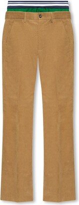 Double-Waistband Wide-Leg Corduroy Trousers