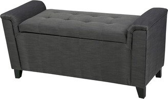 Alden Tufted Fabric Armed Storage Ottoman Bench