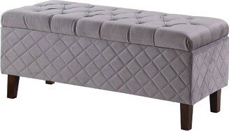 Quilted Tufted Storage Ottoman Gray - Ore International