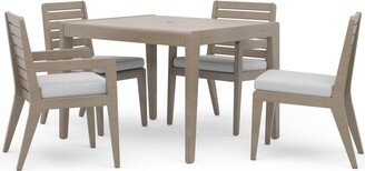 Homestyles Sustain Gray Wood Outdoor Dining Table and Four Chairs