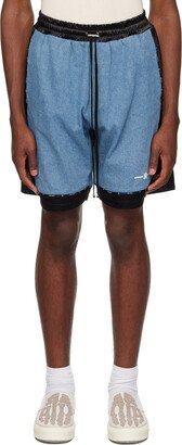 Indigo Paneled Denim Shorts